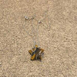 Wire Wrapped Tiger Eye Star Pendant Necklace